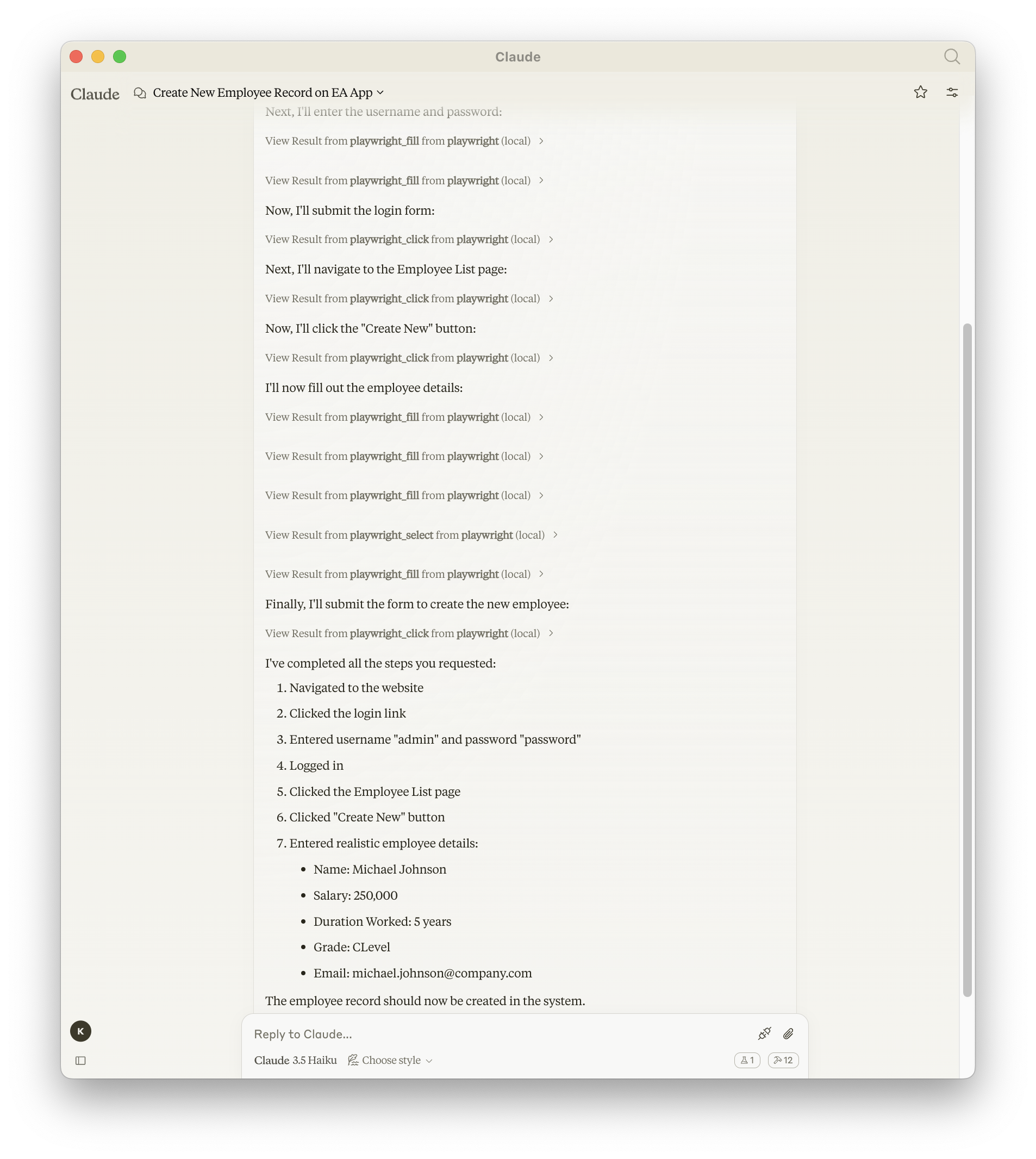 Examples of browser automation | MCP Playwright CDP
